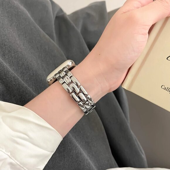 Apple Watch Band Stylish Adjustable Slim Stainless iWatch Metal Band - Silver - Picture 3 of 7